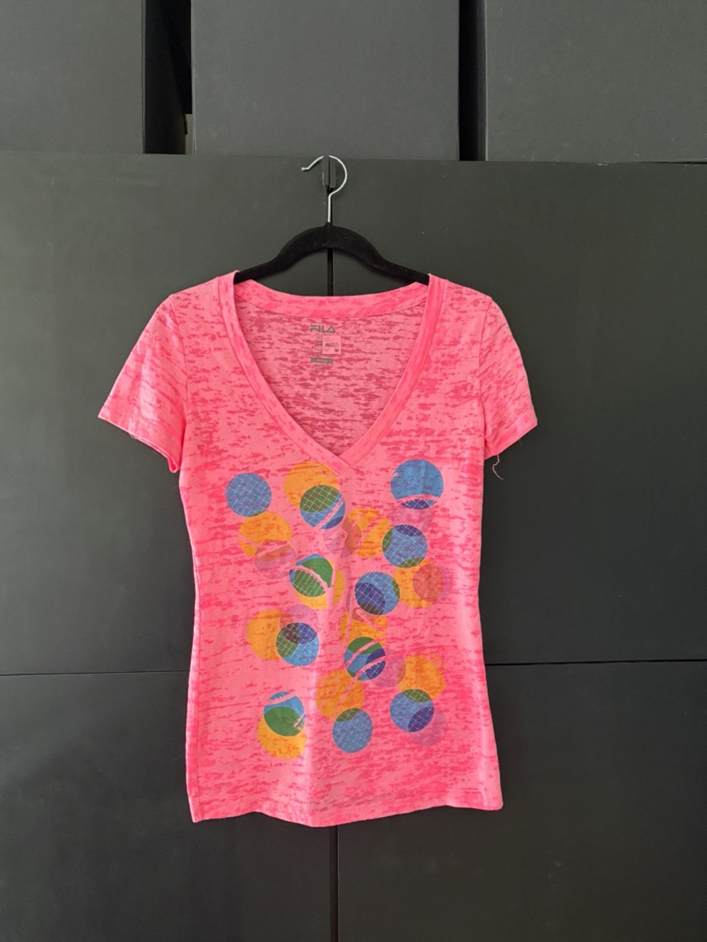FilaBurnout Pink Tennis Indian Wells Graphic Tee - Women's Top size Small
